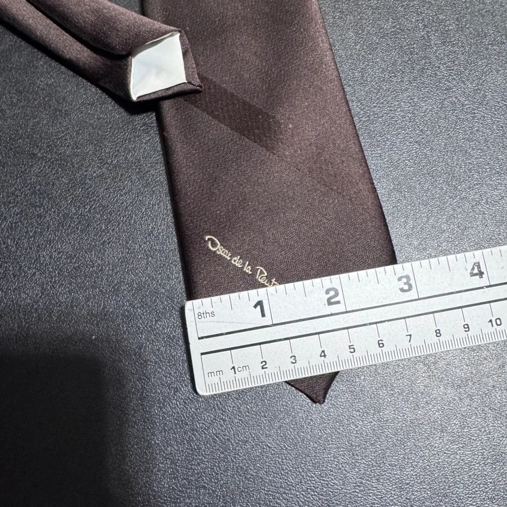 Oscar de la Renta Necktie Mens OS Brown Tonal Stripe Silk Classic Formal Tie